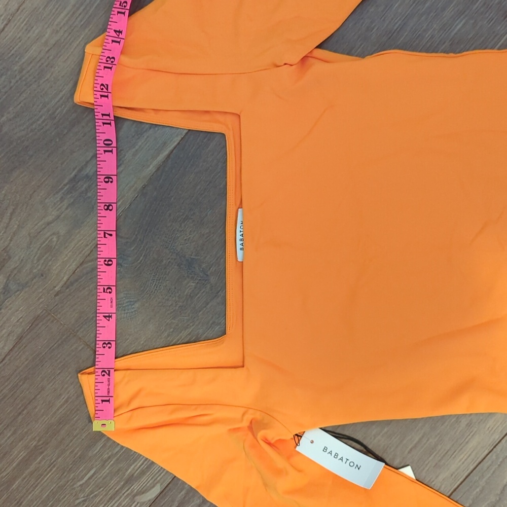 BABATON | Aritizia, NWT Orange square neck, long sleeve thong bodysuit, Medium - Picture 6 of 6